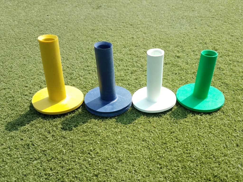 Only colored rubber tees in the region! One desinated color for each tee height 