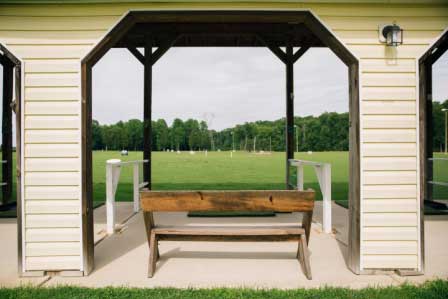 Fully equipped tee-line, benches, tees & cup holders 